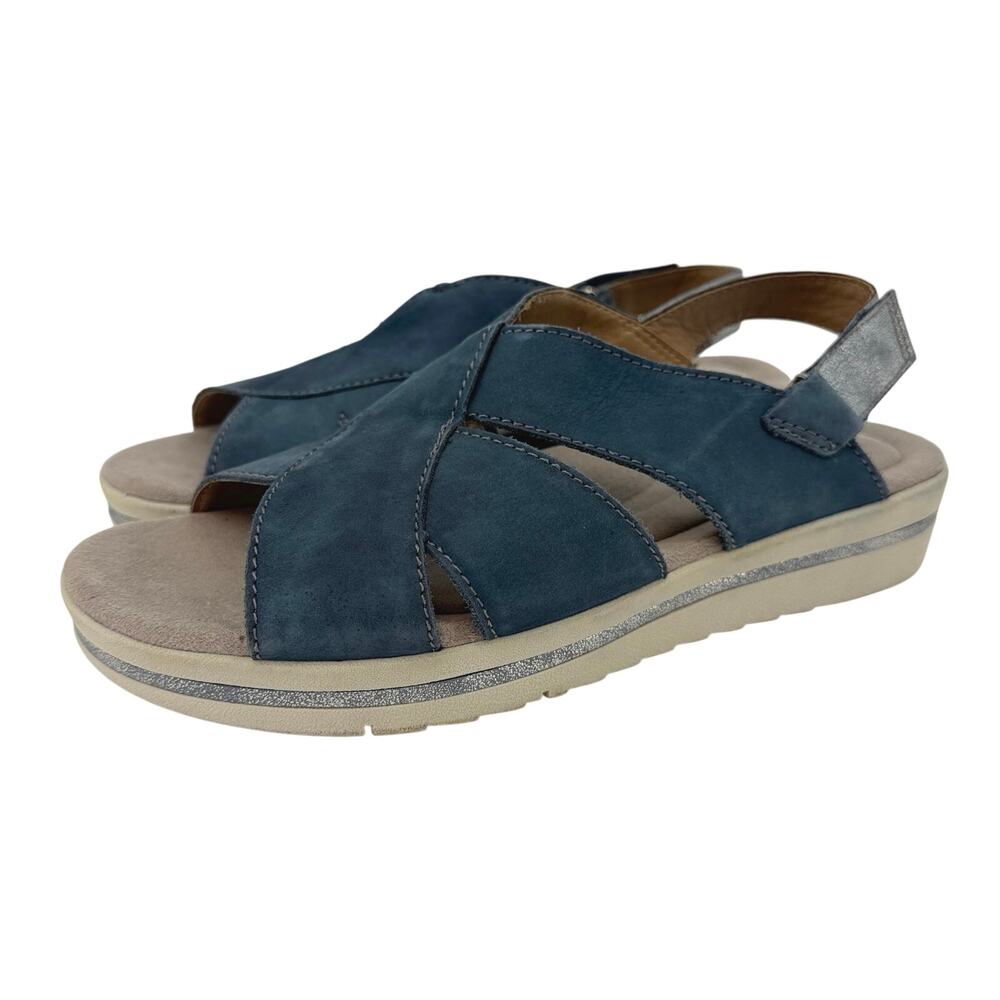 Earth Origins Carley Charlene Womens 7.5 M Blue Suede Leather Comfort Sandals
